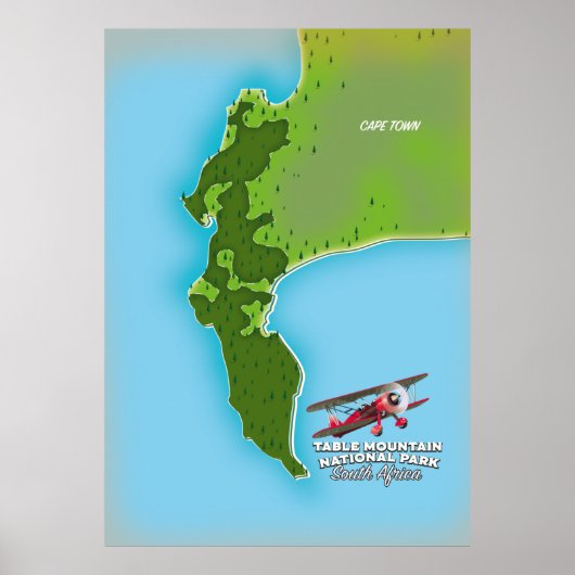 Nationaal Park Tafelberg Zuid-Afrika kaart Poster (Voorkant)