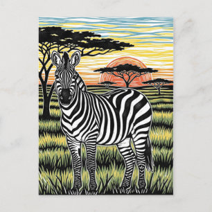 Nationaal park Tanzania Serengeti Zebra Briefkaart