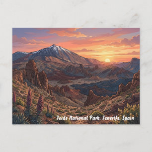 Nationaal park Teide Tenerife Spanje Reisansichtka Briefkaart