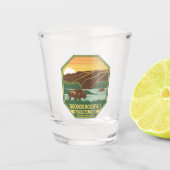 Nationaal park Theodore Roosevelt Bison Retro Shot Glas (Voorkant)
