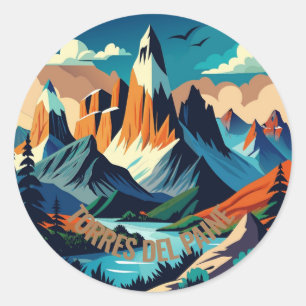 Nationaal park Torres del Paine Chili Ronde Sticker