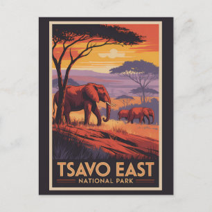 Nationaal park Tsavo East Kenia Illustratie Reis Briefkaart