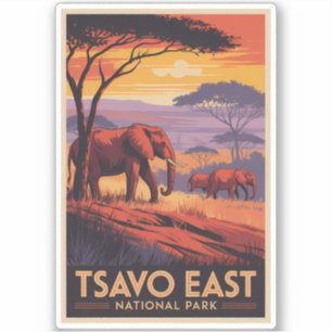 Nationaal park Tsavo East Kenia Illustratie Reis Sticker