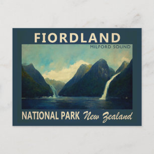 Nationaal park van Fiordland - Waterverf Nieuw-Zee Briefkaart