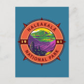 Nationaal park van Haleakala Retro Compass Emblem Briefkaart (Voorkant)