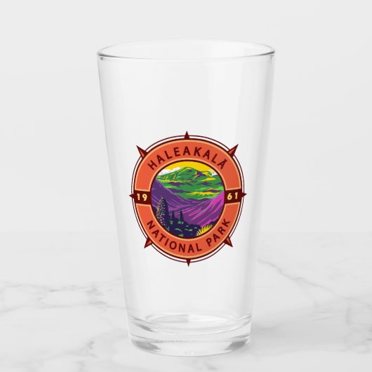 Nationaal park van Haleakala Retro Compass Emblem Glas (Voorkant)