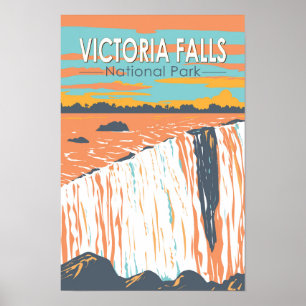 Nationaal park Victoriawatervallen Reis Kunst Vint Poster