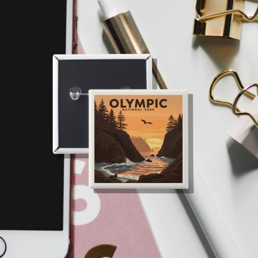 Nationaal Park Vierkante Button 5,1 Cm