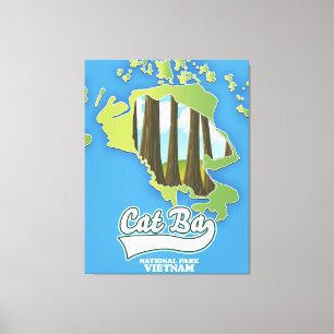 nationaal park vietnam - reiskaart van cat ba canvas afdruk