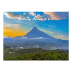 Nationaal park Virunga, DR Congo - Vulkaan Foto Afdruk