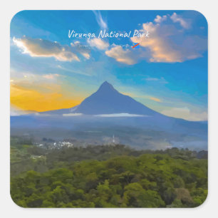 Nationaal park Virunga, DR Congo - Vulkaan Vierkante Sticker