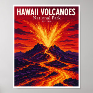 Nationaal park vulkanen Hawaii vintage Poster