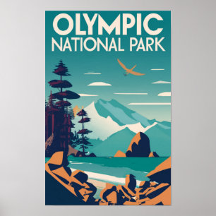 Nationaal Park Washington Rocky Beach Poster