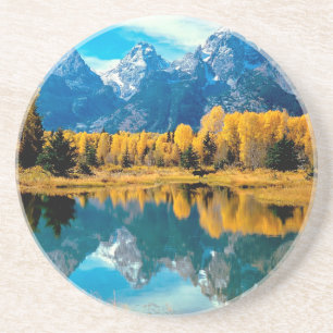 Nationaal park Water Autumn Grand Teton Zandsteen Onderzetter