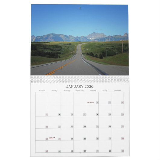 Nationaal park Waterton Prairies kent berggebieden Kalender (Jan 2026)