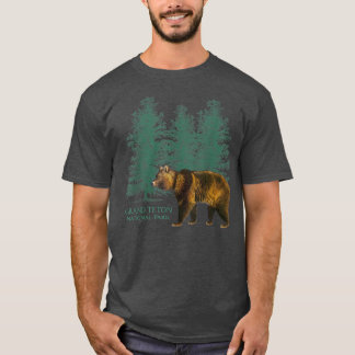 Nationaal park Wyoming Beer Trees Retro T-shirt