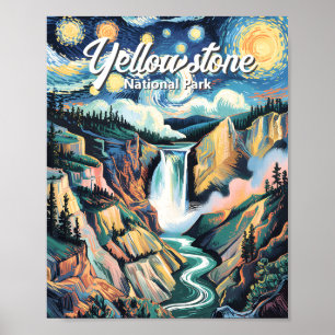 Nationaal park Yellowstone Lower Falls Levendig Poster