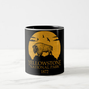 Nationaal park Yellowstone Retro Bison Tweekleurige Koffiemok