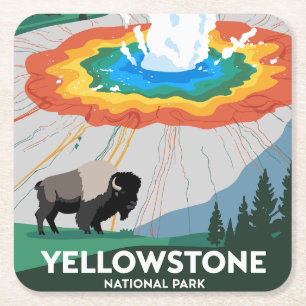 Nationaal park Yellowstone Vierkante Kartonnen Onderzetter
