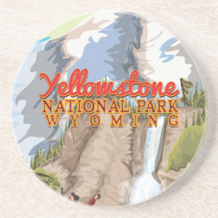 Nationaal Park Yellowstone Vintage Poster Zandsteen Onderzetter