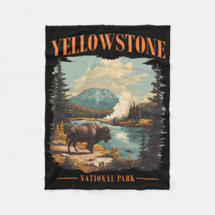 Nationaal park Yellowstone Vintage Wandelen Kamper Fleece Deken
