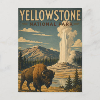 Nationaal park Yellowstone Vintage WPA-stijl Bizon Briefkaart