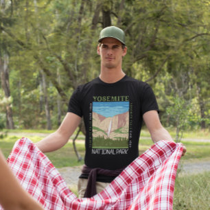 Nationaal park Yosemite Waterfall Distress Retro T-shirt