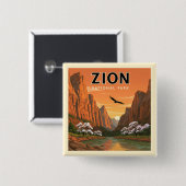Nationaal Park Zion Vierkante Button 5,1 Cm (Voorkant /achterkant)