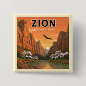 Nationaal Park Zion Vierkante Button 5,1 Cm (Voorkant)