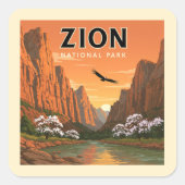 Nationaal Park Zion Vierkante Sticker (Voorkant)