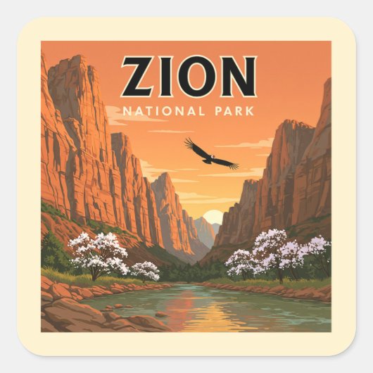 Nationaal Park  Zion Vierkante Sticker (Voorkant)