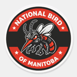 National Bird of Manitoba Funny Winnipeg Mosquito  Ronde Sticker