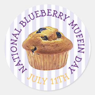 National Blueberry Muffin Day Juli Magnet Ronde Sticker