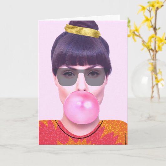 National Bubble Gum Day with Cool Lady Kaart (Gele Bloem)