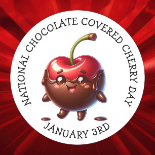 National Chocolate Covered Cherry 3 januari Ronde Sticker
