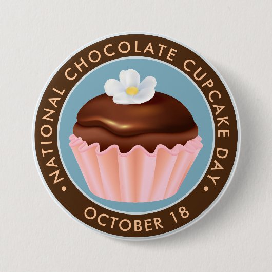 National Chocolate Cupcake Day, bloem Ronde Button 7,6 Cm (Voorkant)