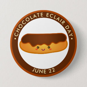 National Chocolate Eclair Day, kawaii eclair Ronde Button 7,6 Cm