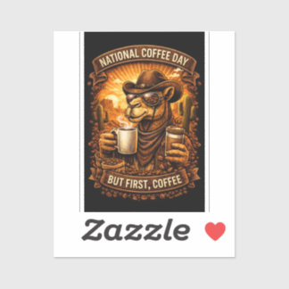 National Coffee Day Camel Art Sticker