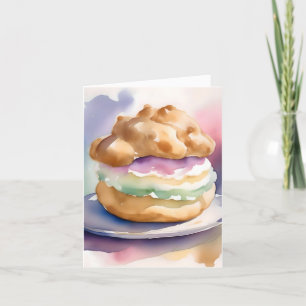 National Cream Puff Day F - 2 januari - Waterverf Feestdagen Kaart