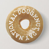 National Doughnut Day Glazed Donut Doughnut Button (Voorkant)
