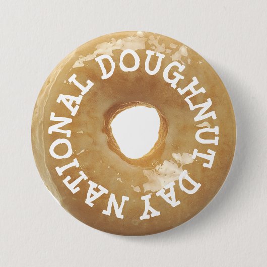 National Doughnut Day Glazed Donut Doughnut Button (Voorkant)