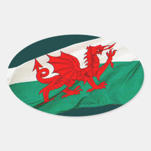 National Flag of Wales, The Red Dragon Patriotic Ovale Sticker