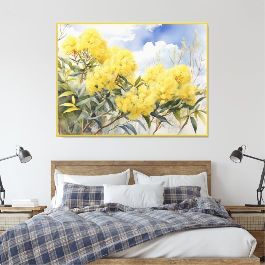 National Flower Australia Golden Wattle | Canvas Afdruk (Insitu (Slaapkamer))