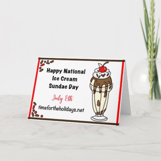 National Ice Cream Sundae Day wordt op 8 juli gevi Kaart (Voorkant)
