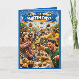 National Muffin Day Greeting Card, Muffin Fight!  Kaart