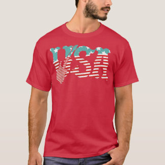 National Music Usa  Guitar American Flag 398 T-shirt