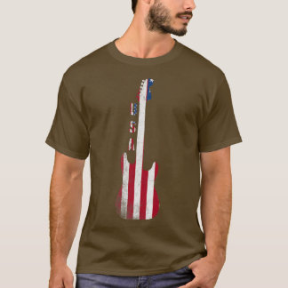 National Music Usa  Guitar American Flag 407 T-shirt