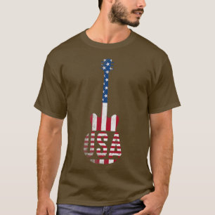 National Music Usa Guitar American Flag 413 T-shirt