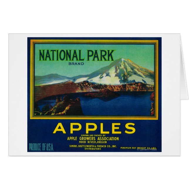 National Park Apple Crate LabelHood River, OF (Voorkant Horizontaal)
