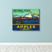 National Park Apple Crate LabelHood River, OF Canvas Afdruk (Insitu (Houten vloer))